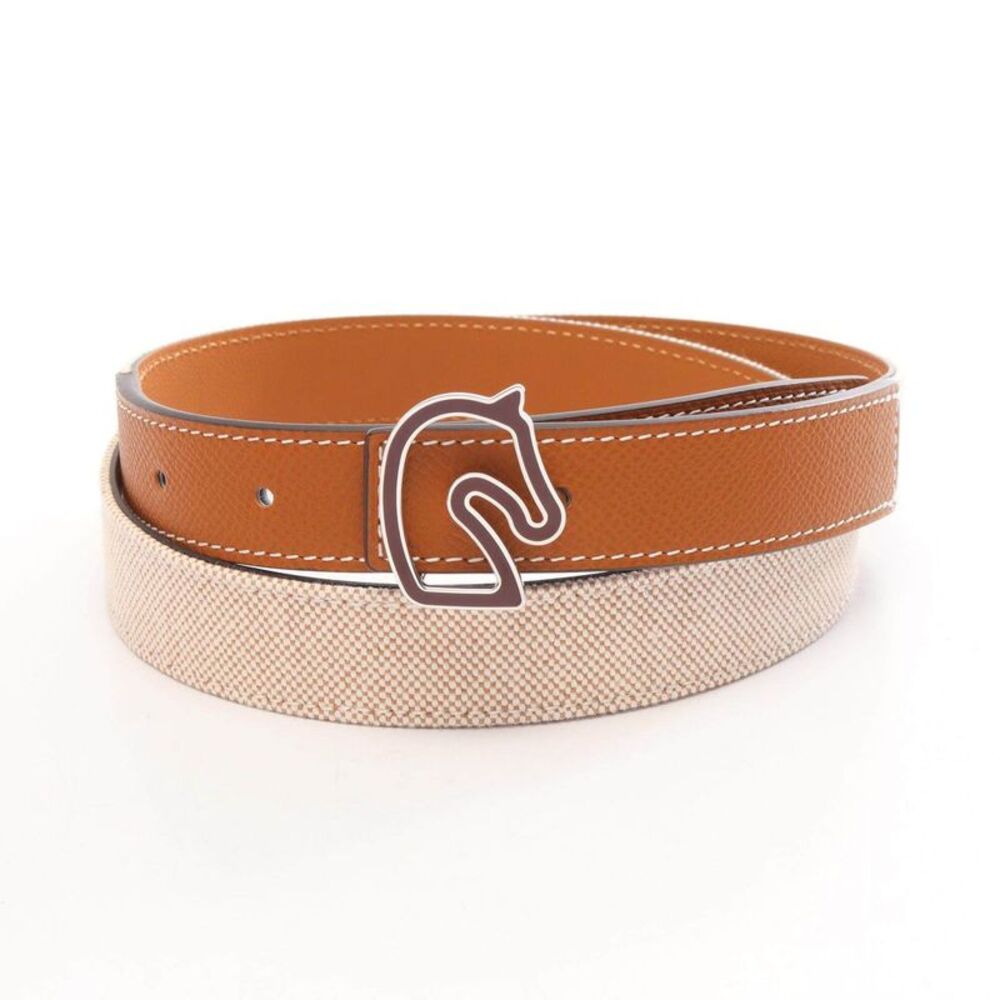 Hermes Tonnerre Toile H Plum Veau Epsom Belt